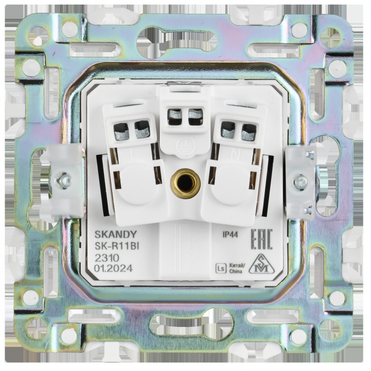 SKANDY Розетка 1-местная с заземлением с защитными шторками и крышкой 16А IP44 SK-R11Bl черный IEK