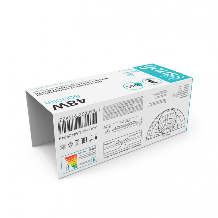 Светильник Gauss LED ССП-17Gauss LED ССП-176 EVO IP65 1500*60*58 48W 6000ml 4000K 175-265V матовый 1\12