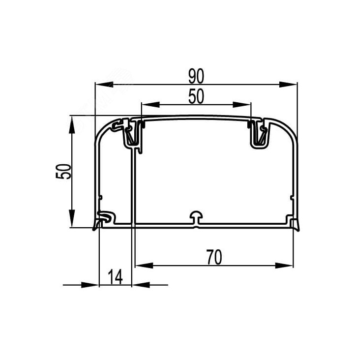 Кабель-канал 90x50 с перегородкой с боковой и фронтальной крышками IN-Liner FRONT