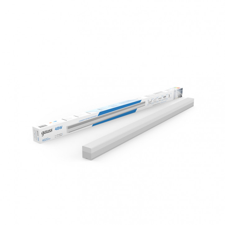 Светильник светодиодный линейный ДПО 48 Вт 4600 лм 6500К AC 220В Белый IP40 1180х70х55мм сквозная проводка соеденяется в линию к