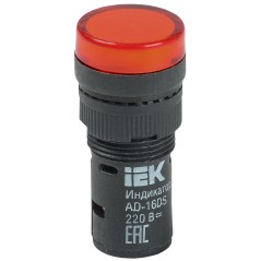 Лампа AD16DS LED матрица d16мм красный 230В AC