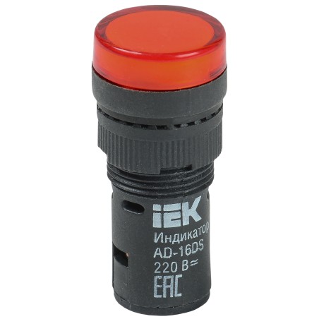 Лампа AD16DS LED матрица d16мм красный 230В AC