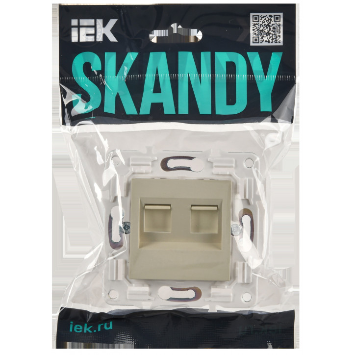 SKANDY Розетка компьютерная двойная RJ45 кат.5E SK-K03B бежевый IEK SKANDY Розетка компьютерная двойная RJ45 кат.5E SK-K03B бежевый IEK