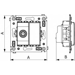 Avanti Розетка TV в стену, проходная, ''Черный квадрат''