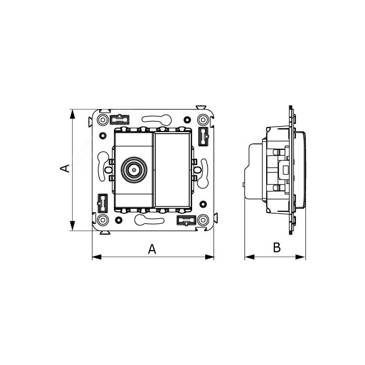 Avanti Розетка TV в стену, проходная, ''Черный квадрат''