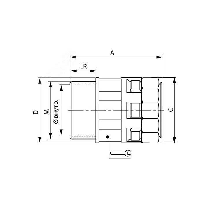 Муфта труба-коробка DN 17мм М20х1.5 полиамид черная