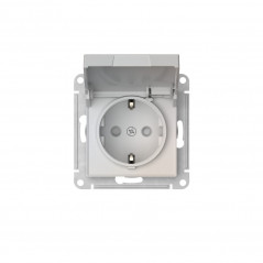 ATLASDESIGN РОЗЕТКА с заземл. со шторк. с крышкой, 16А, IP20,мех., быстрозажимные клеммы, ЖЕМЧУГ