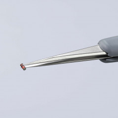 Пинцет ESD антистатический, премиальная нержавеющая сталь, обрезиненная рукоятка, 112 мм, гладкие прямые острые губки, антимагни