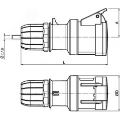 Розетка кабельная 16A 2P+E IP44 переносная 230V
