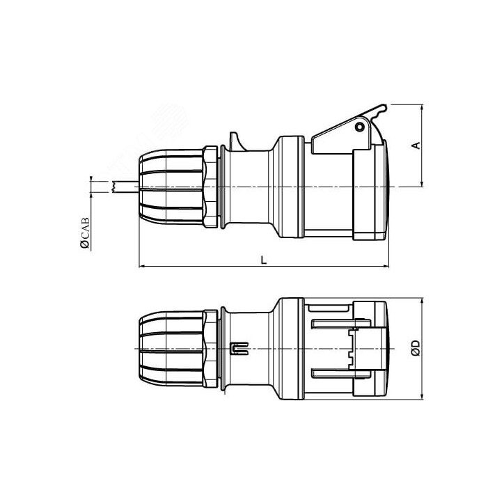 Розетка кабельная 16A 2P+E IP44 переносная 230V Розетка кабельная 16A 2P+E IP44 переносная 230V