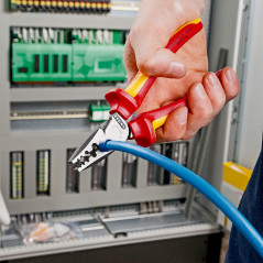 Пресс-клещи для обжима контактных гильз VDE 1000V 9 гнезда 025-160мм (AWG 23-5) L-180мм диэлектрические двухкомпонентные рукоятк