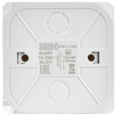 GLORY Выключатель 2-клавишный для открытой установки с индикацией 10А ВС20-2-1-ХБм белый матовый IEK