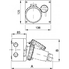 Розетка наружной установки IP67 16А 3P+E 400В с механической блокировкой и верхним расположением разъема