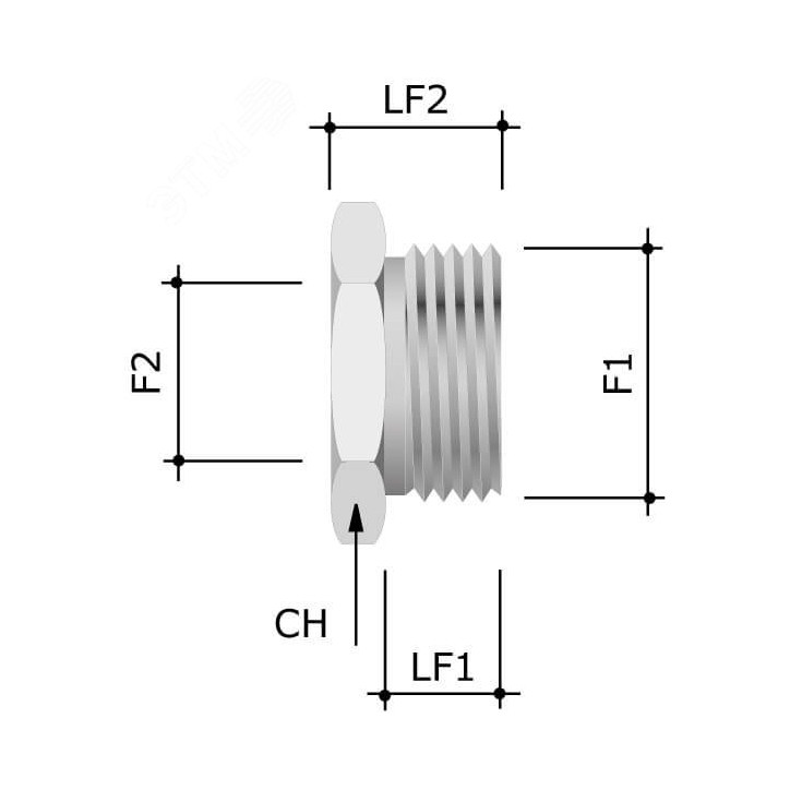 Переходник M25x1.5 наружная резьба/ M20x1.5 внутренняя резьба