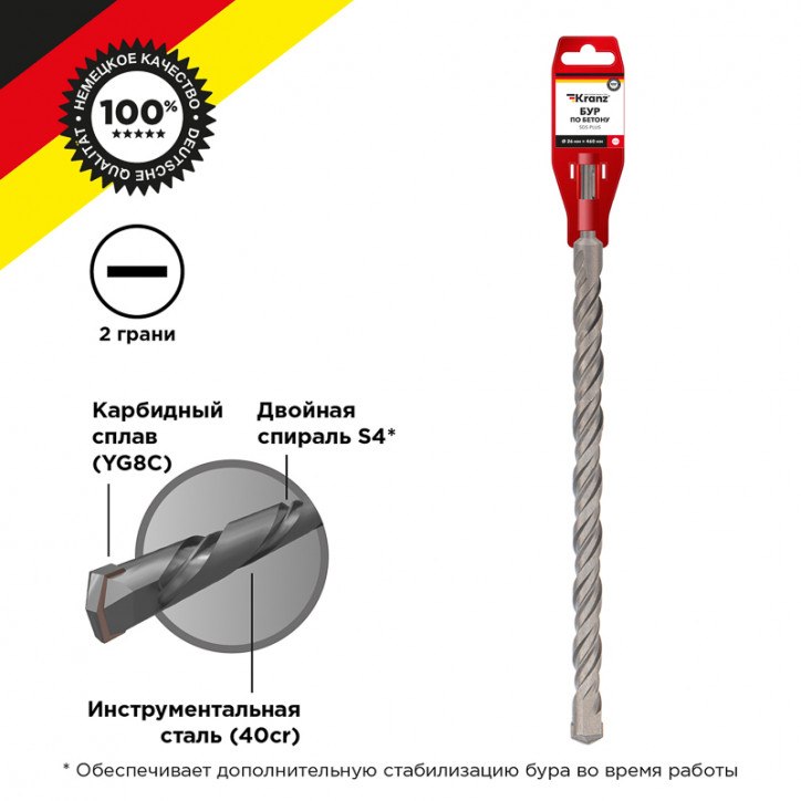 Бур по бетону 26x460x400 мм SDS PLUS Бур по бетону 26x460x400 мм SDS PLUS