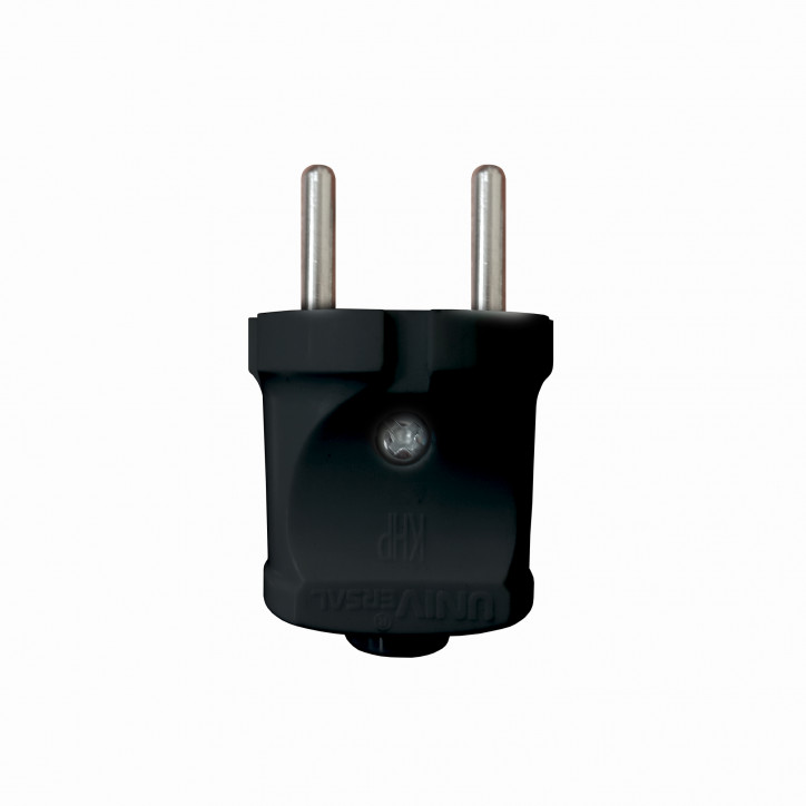 Вилка электрическая без заземлением черная 6А 250В (еврослот)