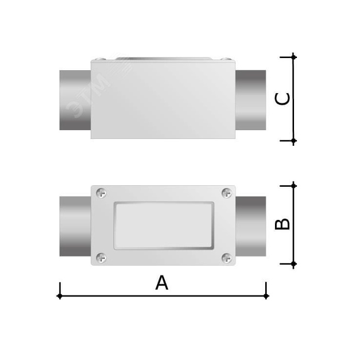 Коробка протяжная алюминиевая 2 ввода 180 градусов М40х1.5 IP55 171х62х71мм Коробка протяжная алюминиевая 2 ввода 180 градусов М40х1.5 IP55 171х62х71мм