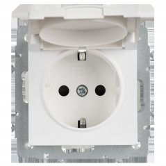 BRITE Розетка 1-местная с заземлением с защитными шторками и крышкой 16А IP20 РСбш10-3-БрАБ арктический белый IEK