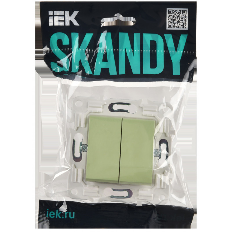 SKANDY Выключатель 2-клавишный проходной 10А SK-V05G мятный IEK