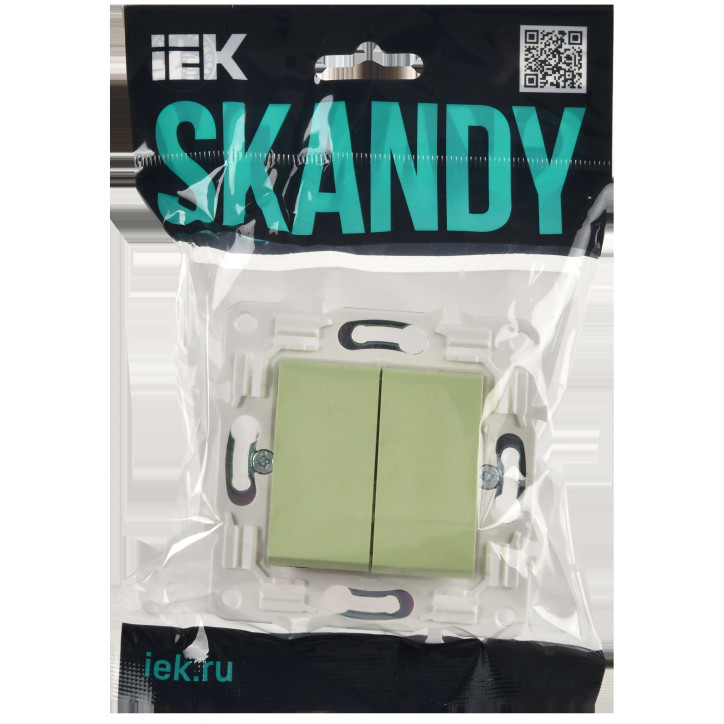 SKANDY Выключатель 2-клавишный проходной 10А SK-V05G мятный IEK