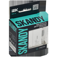 SKANDY Выключатель 2-клавишный с индикацией для отелей 10А SK-V16W арктический белый IEK