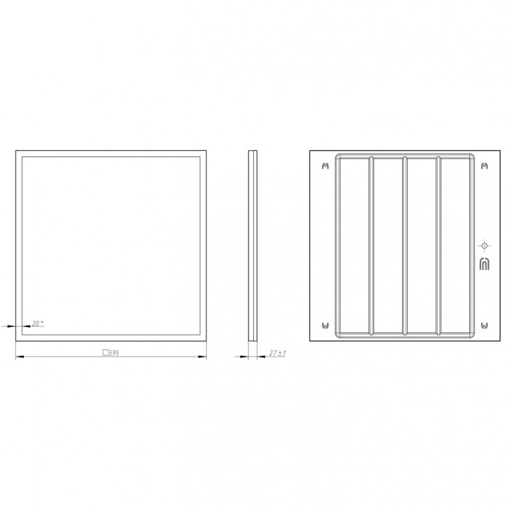 Светильник светодиодный ДВО/ДПО 50Вт с равномерной засветкой матовый 6500K 5000Лм «1% IP40 595x595 S Светильник светодиодный ДВО/ДПО 50Вт с равномерной засветкой матовый 6500K 5000Лм «1% IP40 595x595 S