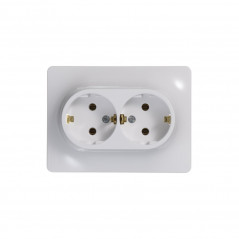 GLOSSA Розетка двойная с заземлением в сборе белая