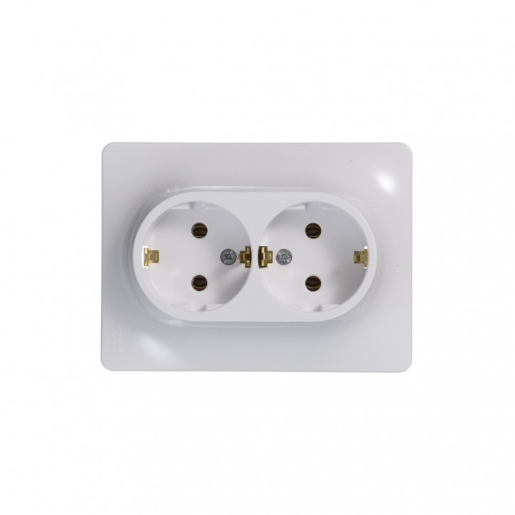 GLOSSA Розетка двойная с заземлением в сборе белая GLOSSA Розетка двойная с заземлением в сборе белая