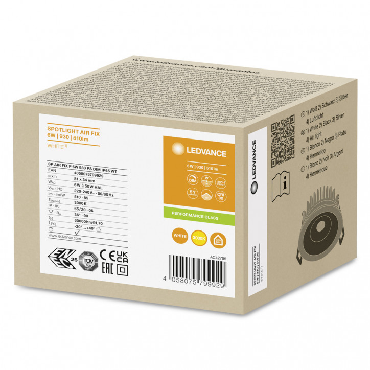 Светильник светодиодный ДВО-6Вт 3000K 6(4)Вт 510(80 процентов )лм IP65/20 CRI90 управляемый низкопро