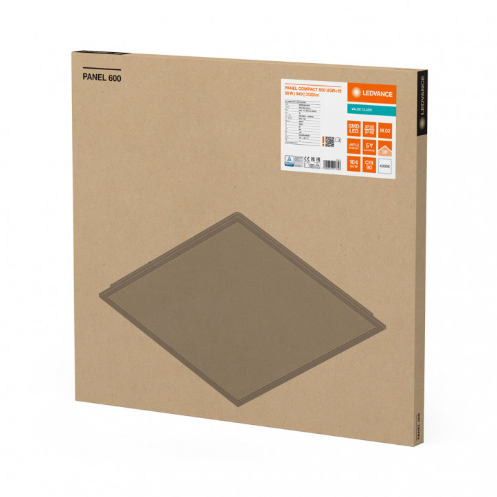 Панель светодиодная ДВО-30Вт 600х600 4000K 3120Лм CRI90 IP40/IP20 белый Compact