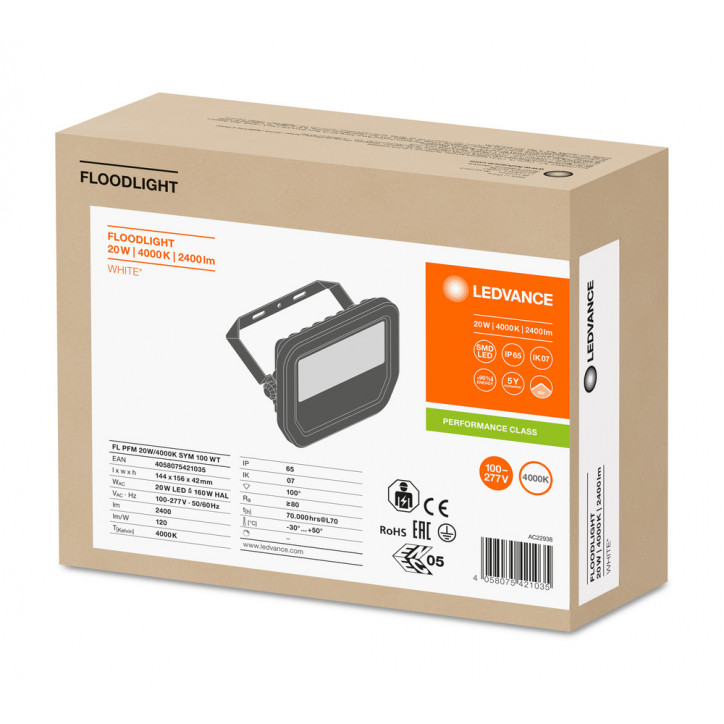 Прожектор светодиодный ДО-20Вт 4000К 2400Лм IP65 чёрный Прожектор светодиодный ДО-20Вт 4000К 2400Лм IP65 чёрный