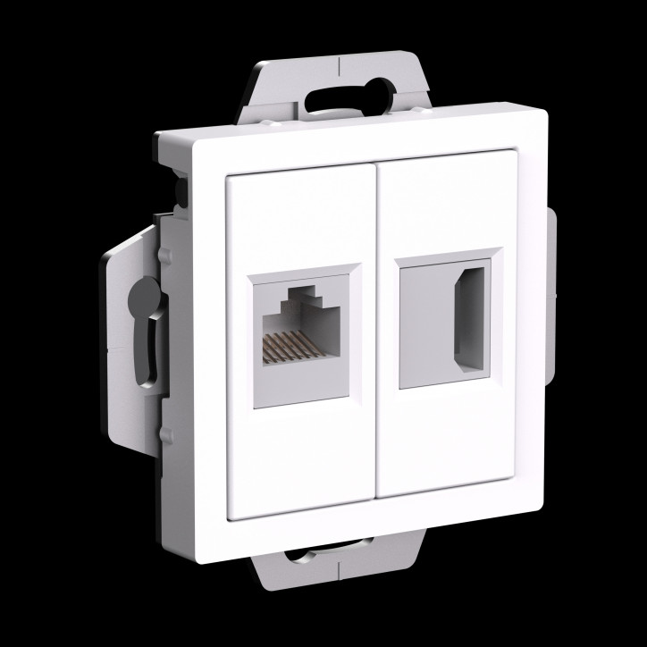 ATLASDESIGN РОЗЕТКА двойная HDMI+RJ45, кат.5Е, механизм, БЕЛЫЙ