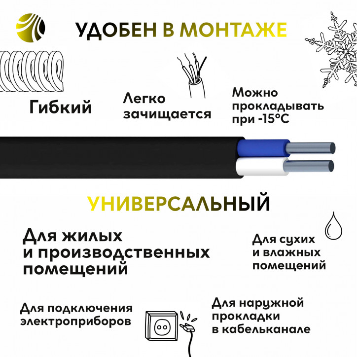 Кабель силовой АВВГп 2х2.5 Кабель силовой АВВГп 2х2.5