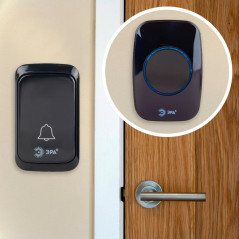 Звонок дверной беспроводной на батарейках 38 мелодий 180м IP20 с регулятором громкости и световой индикацией черный 3АА/А23 C88