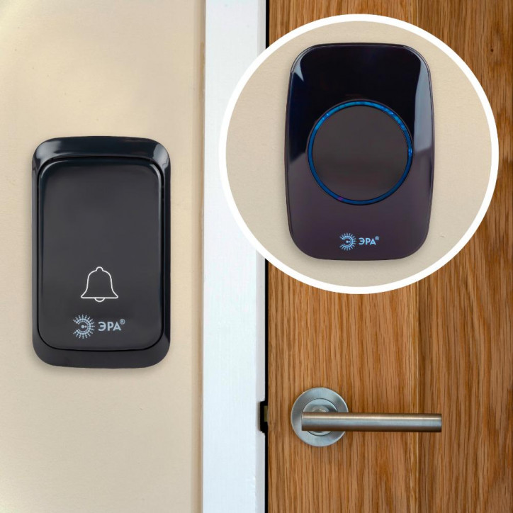 Звонок дверной беспроводной на батарейках 38 мелодий 180м IP20 с регулятором громкости и световой индикацией черный 3АА/А23 C88 Звонок дверной беспроводной на батарейках 38 мелодий 180м IP20 с регулятором громкости и световой индикацией черный 3АА/А23 C88