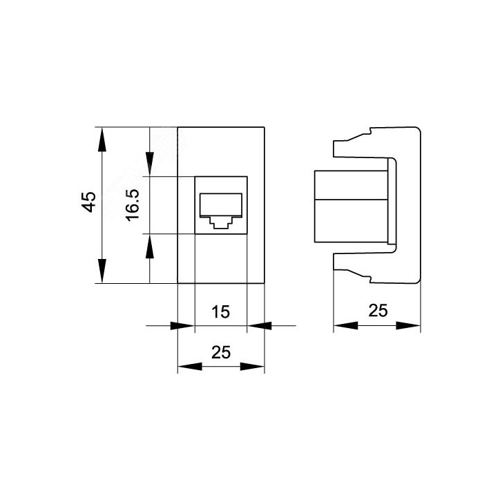 Розетка RJ-45 категория 5E Viva 1 модуль черная
