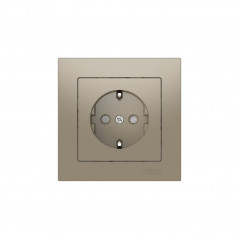 ATLASDESIGN РОЗЕТКА с заземлением со шторками, 16А, в сборе, быстрозажимные клеммы, ШАМПАНЬ