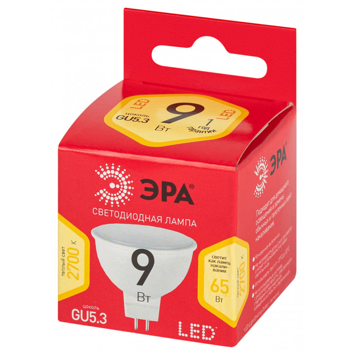 Лампочка светодиодная RED LINE LED MR16-9W-827-GU5.3 R 9 Вт софит теплый белый свет Лампочка светодиодная RED LINE LED MR16-9W-827-GU5.3 R 9 Вт софит теплый белый свет