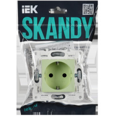 SKANDY Розетка с заземлением с защитными шторками 16А SK-R04G мятный IEK