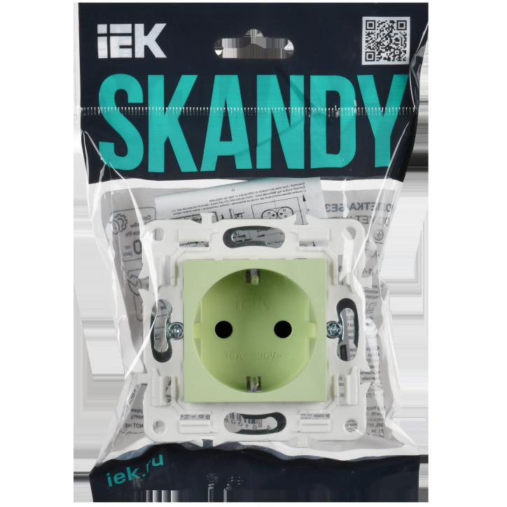 SKANDY Розетка с заземлением с защитными шторками 16А SK-R04G мятный IEK