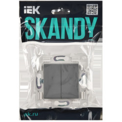 SKANDY Выключатель 2-клавишный проходной с индикацией 10А SK-V10Gr серый IEK