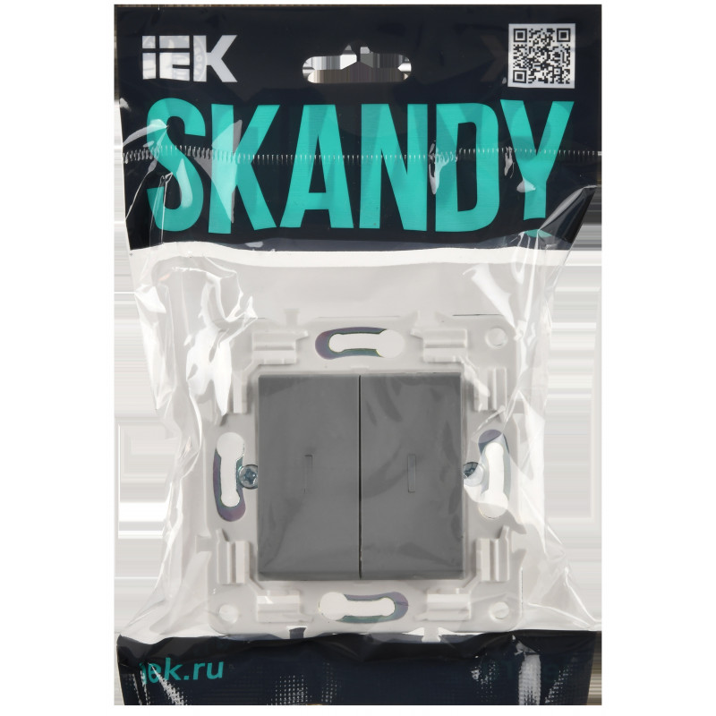 SKANDY Выключатель 2-клавишный проходной с индикацией 10А SK-V10Gr серый IEK
