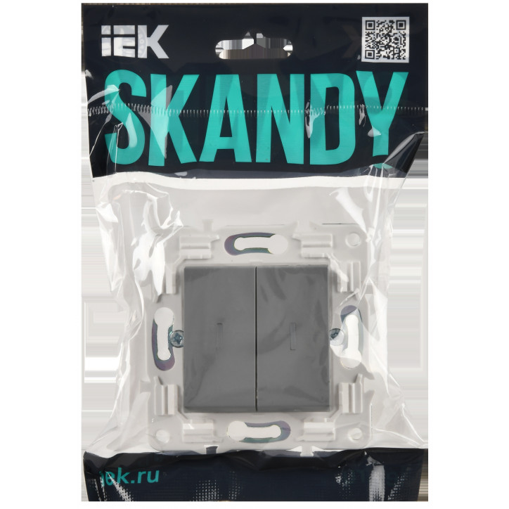 SKANDY Выключатель 2-клавишный проходной с индикацией 10А SK-V10Gr серый IEK
