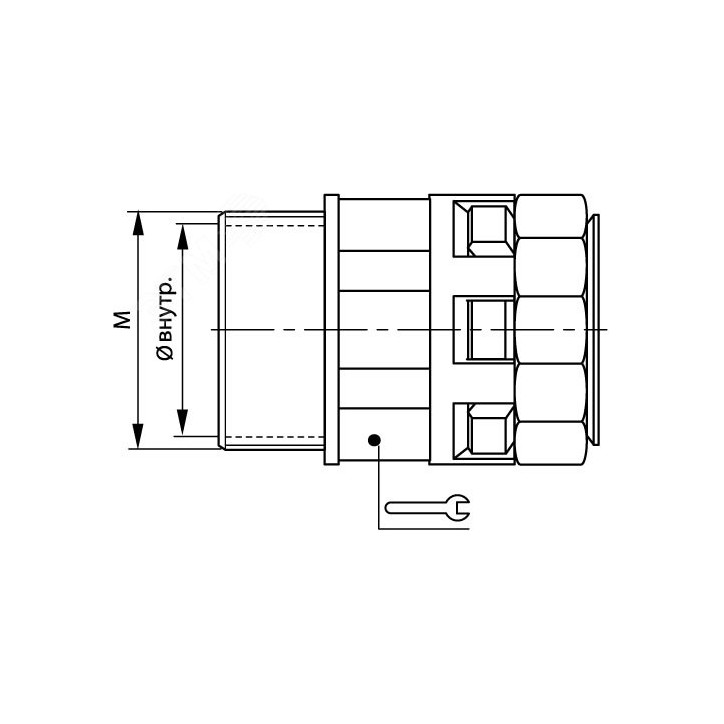 Монтажный комплект муфта труба-коробка DN 36 мм, М50х1,5, полиамид, цвет черный