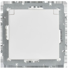 BRITE Розетка 1-местная с заземлением с защитными шторками и крышкой 16А IP20 РСбш10-3-БрАБ арктический белый IEK