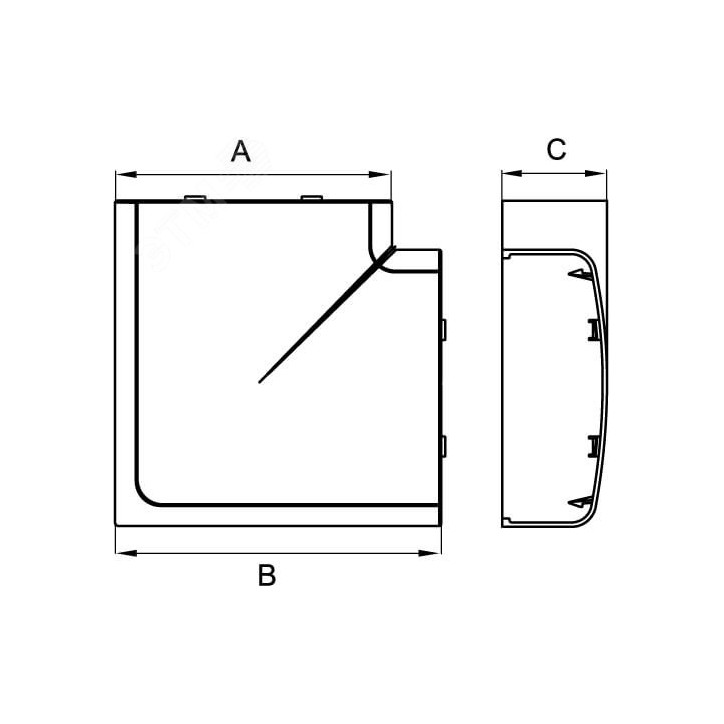 Угол плоский Г-образный 90х50 с разделителем IN-Liner FRONT