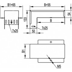 Ответвитель-крышка Т-образный вертикальный вниз DDS 150/50, в комплекте с крепежными элементами и соединительными пластинами