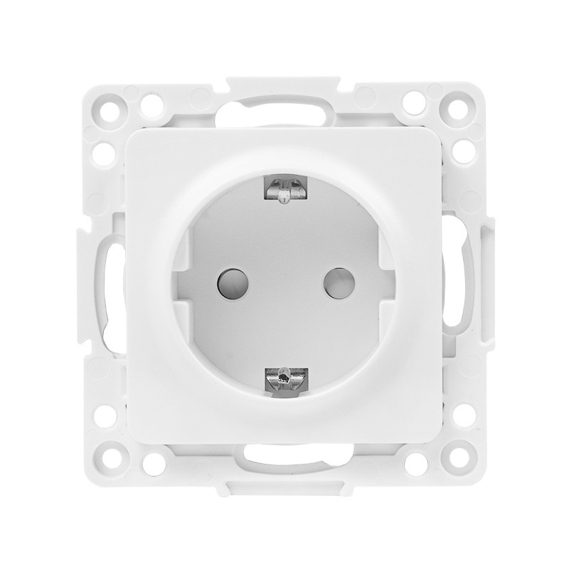Стокгольм Механизм Розетки 1-местной с/з 16А белый с защ. штор.