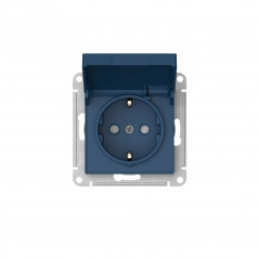 ATLASDESIGN РОЗЕТКА с заземл. со шторк. с крышкой,16А, IP20, быстрозажимные клеммы, АКВАМАРИН