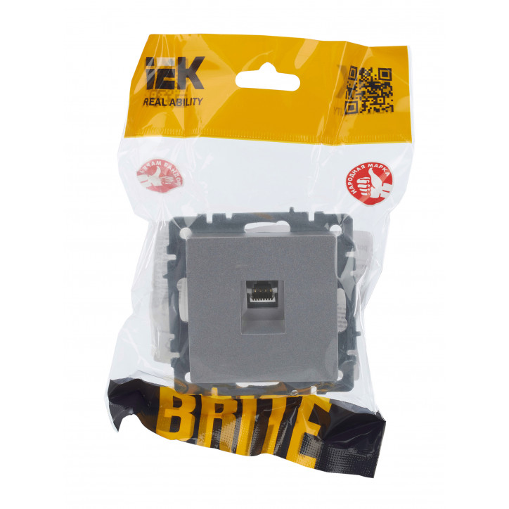 BRITE Розетка компьютерная RJ45 кат.5E РК10-БрА алюминий BRITE Розетка компьютерная RJ45 кат.5E РК10-БрА алюминий